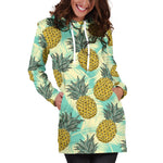 Tropical Vintage Pineapple Pattern Print Hoodie Dress GearFrost