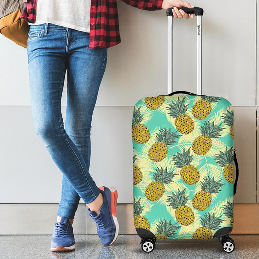 Tropical Vintage Pineapple Pattern Print Luggage Cover GearFrost