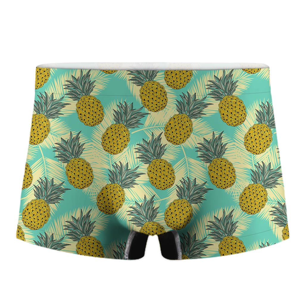 Tropical Vintage Pineapple Pattern Print Men's Boxer Briefs