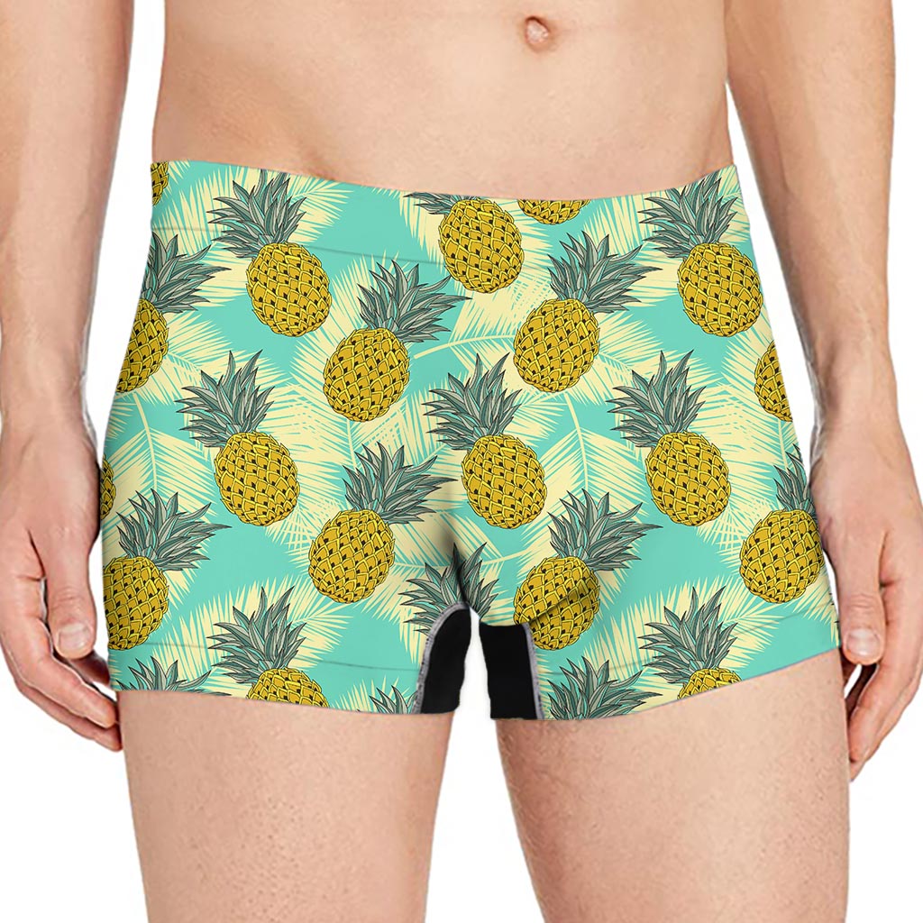 Tropical Vintage Pineapple Pattern Print Men's Boxer Briefs