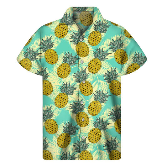 Tropical Vintage Pineapple Pattern Print Men's Short Sleeve Shirt