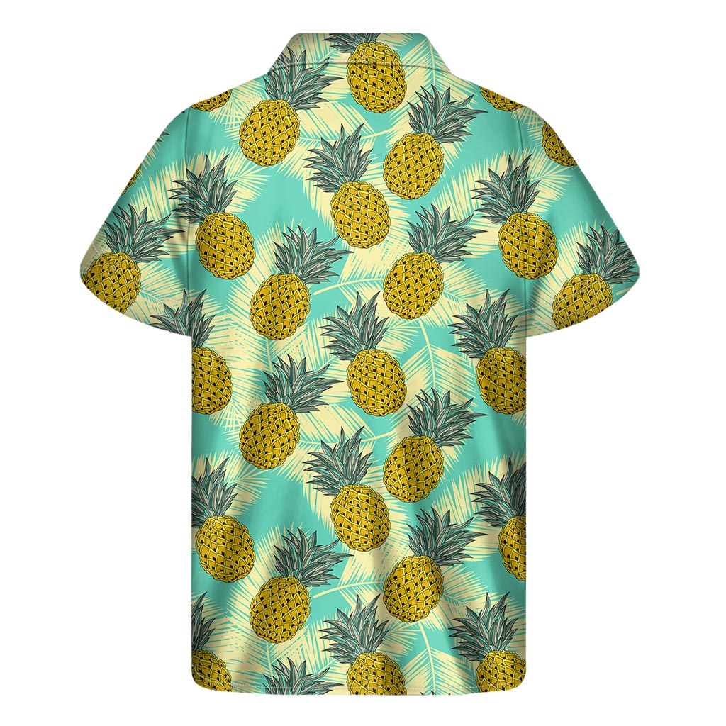 Tropical Vintage Pineapple Pattern Print Men's Short Sleeve Shirt