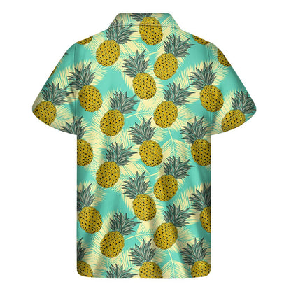 Tropical Vintage Pineapple Pattern Print Men's Short Sleeve Shirt
