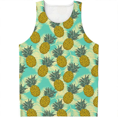 Tropical Vintage Pineapple Pattern Print Men's Tank Top