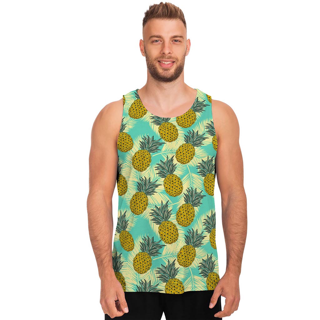 Tropical Vintage Pineapple Pattern Print Men's Tank Top