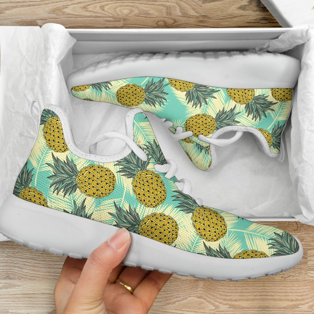 Tropical Vintage Pineapple Pattern Print Mesh Knit Shoes GearFrost