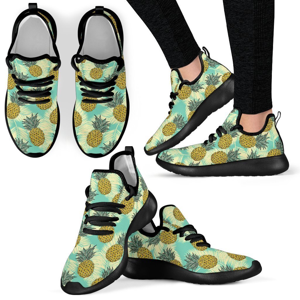 Tropical Vintage Pineapple Pattern Print Mesh Knit Shoes GearFrost