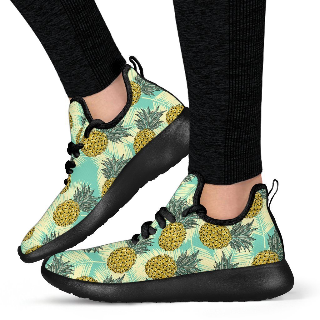 Tropical Vintage Pineapple Pattern Print Mesh Knit Shoes GearFrost