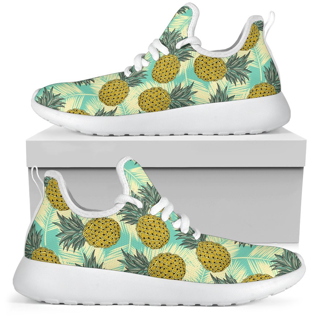 Tropical Vintage Pineapple Pattern Print Mesh Knit Shoes GearFrost