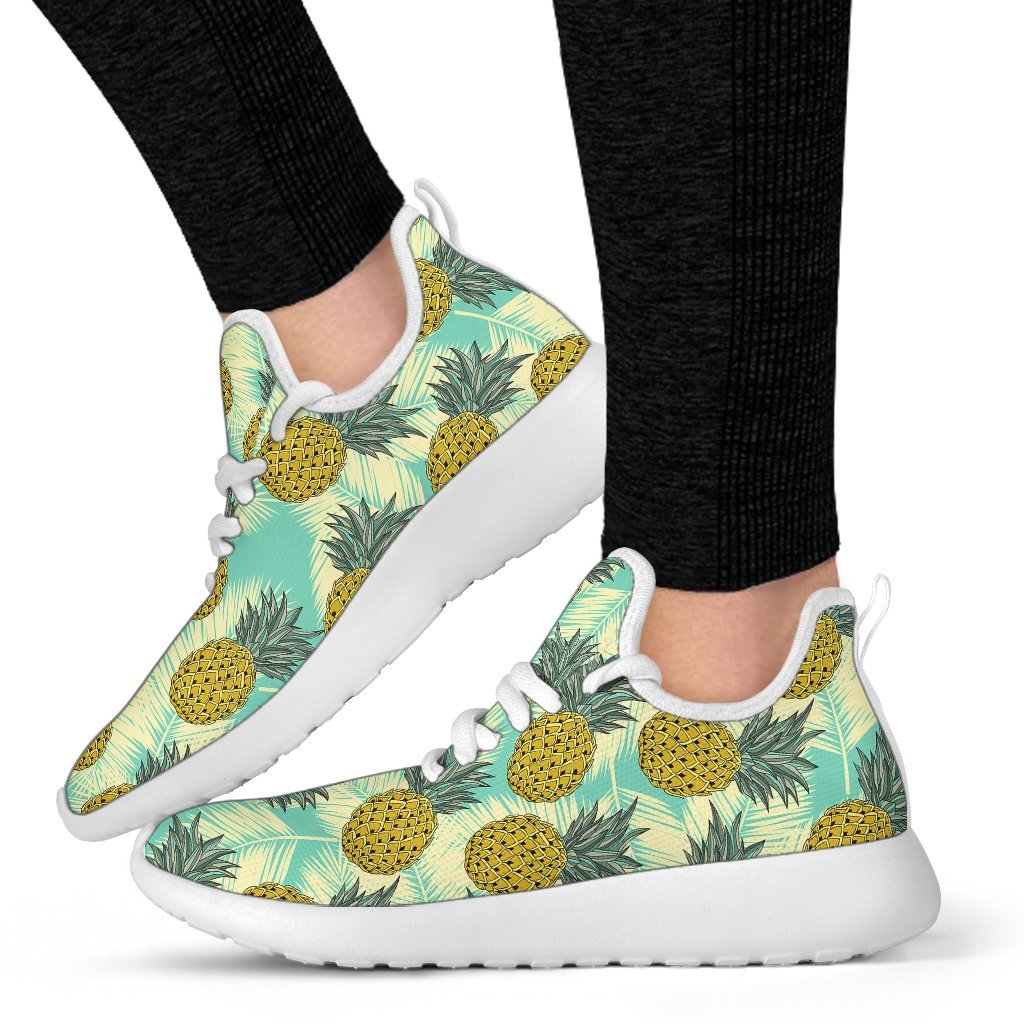 Tropical Vintage Pineapple Pattern Print Mesh Knit Shoes GearFrost