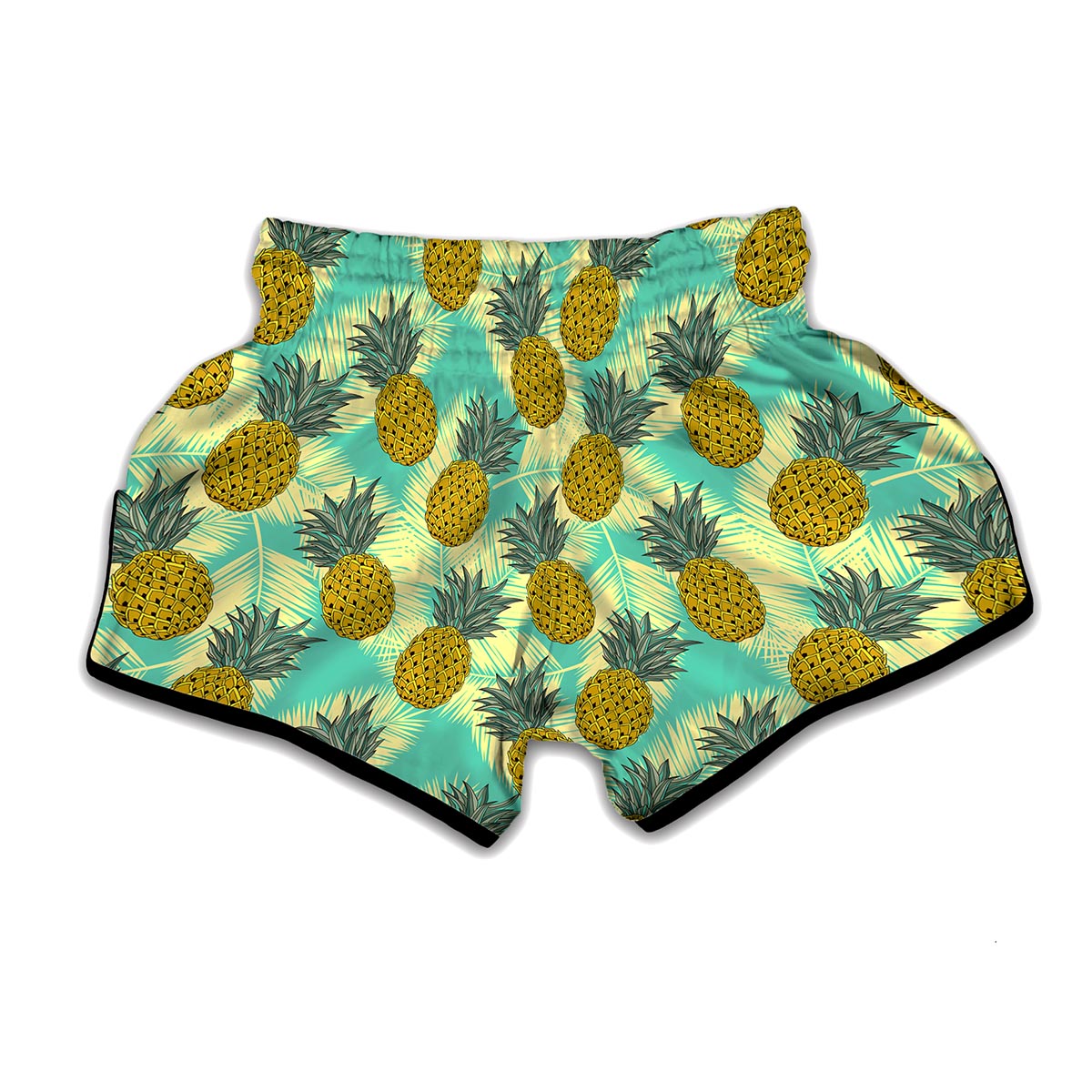 Tropical Vintage Pineapple Pattern Print Muay Thai Boxing Shorts