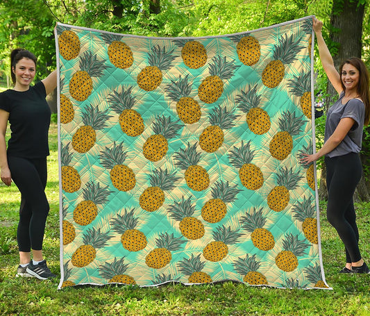 Tropical Vintage Pineapple Pattern Print Quilt