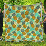 Tropical Vintage Pineapple Pattern Print Quilt