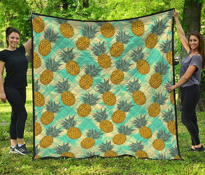 Tropical Vintage Pineapple Pattern Print Quilt