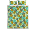 Tropical Vintage Pineapple Pattern Print Quilt Bed Set