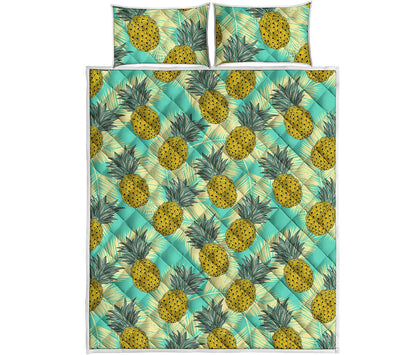 Tropical Vintage Pineapple Pattern Print Quilt Bed Set