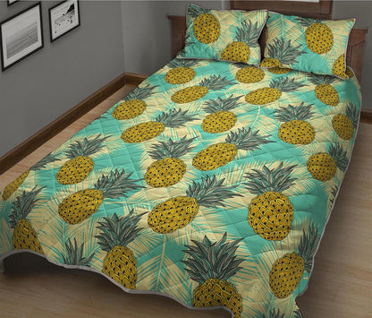 Tropical Vintage Pineapple Pattern Print Quilt Bed Set