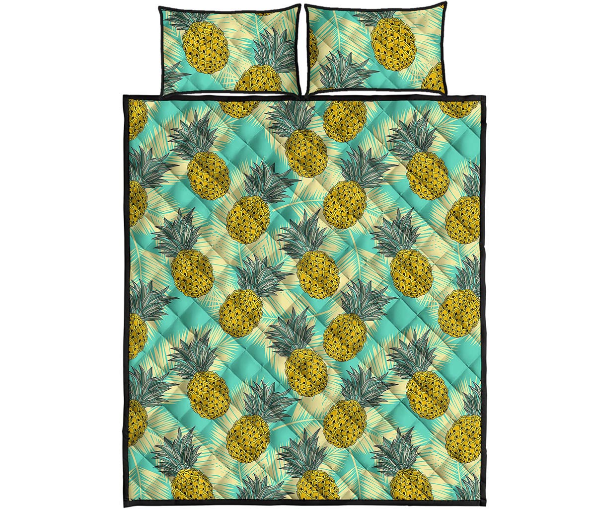 Tropical Vintage Pineapple Pattern Print Quilt Bed Set