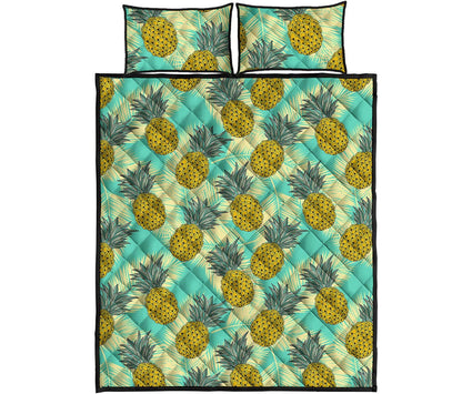 Tropical Vintage Pineapple Pattern Print Quilt Bed Set