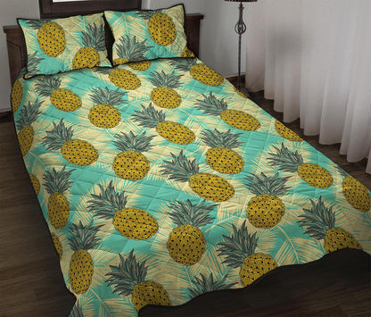 Tropical Vintage Pineapple Pattern Print Quilt Bed Set