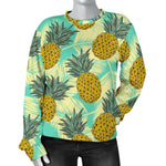 Tropical Vintage Pineapple Pattern Print Women's Crewneck Sweatshirt GearFrost