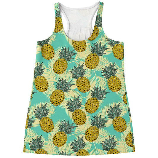 Tropical Vintage Pineapple Pattern Print Women's Racerback Tank Top