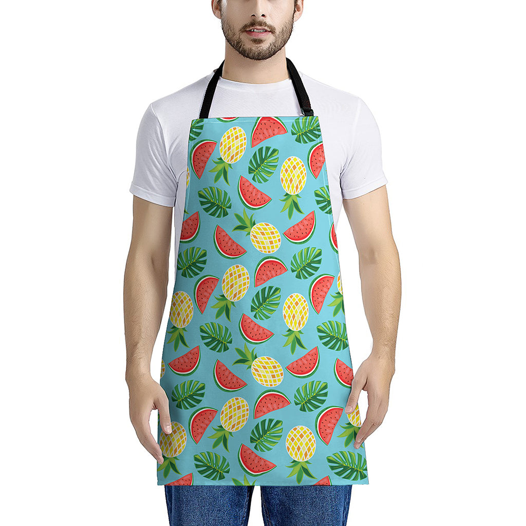 Tropical Watermelon And Pineapple Print Apron