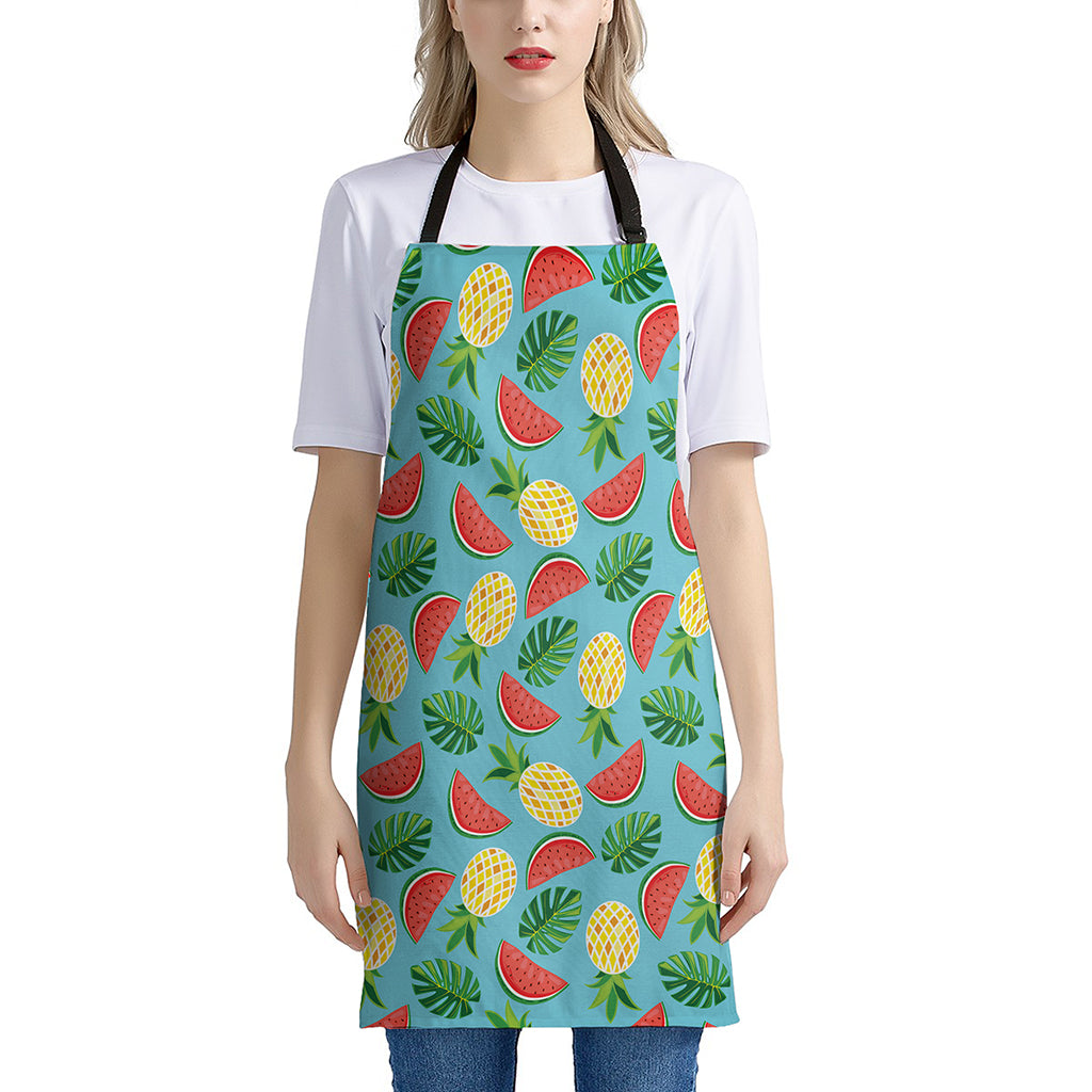 Tropical Watermelon And Pineapple Print Apron