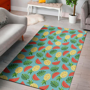 Tropical Watermelon And Pineapple Print Area Rug