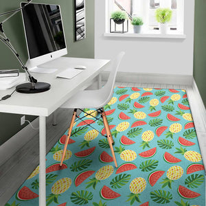 Tropical Watermelon And Pineapple Print Area Rug