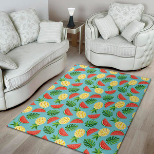 Tropical Watermelon And Pineapple Print Area Rug