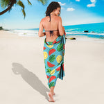 Tropical Watermelon And Pineapple Print Beach Sarong Wrap