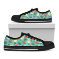 Tropical Watermelon And Pineapple Print Black Low Top Sneakers