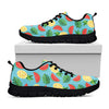 Tropical Watermelon And Pineapple Print Black Sneakers