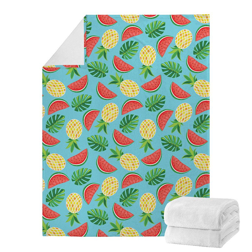 Tropical Watermelon And Pineapple Print Blanket