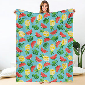 Tropical Watermelon And Pineapple Print Blanket