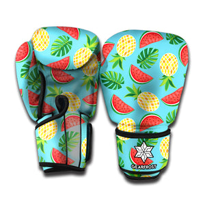 Tropical Watermelon And Pineapple Print Boxing Gloves