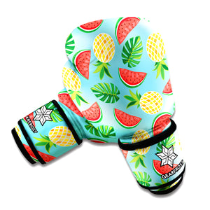 Tropical Watermelon And Pineapple Print Boxing Gloves