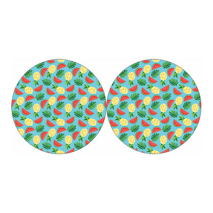Tropical Watermelon And Pineapple Print Car Coasters