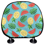 Tropical Watermelon And Pineapple Print Car Headrest Covers