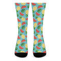 Tropical Watermelon And Pineapple Print Crew Socks
