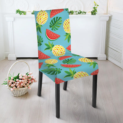 Tropical Watermelon And Pineapple Print Dining Chair Slipcover