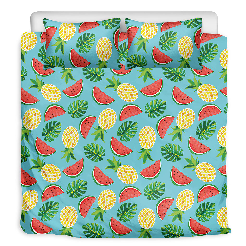 Tropical Watermelon And Pineapple Print Duvet Cover Bedding Set