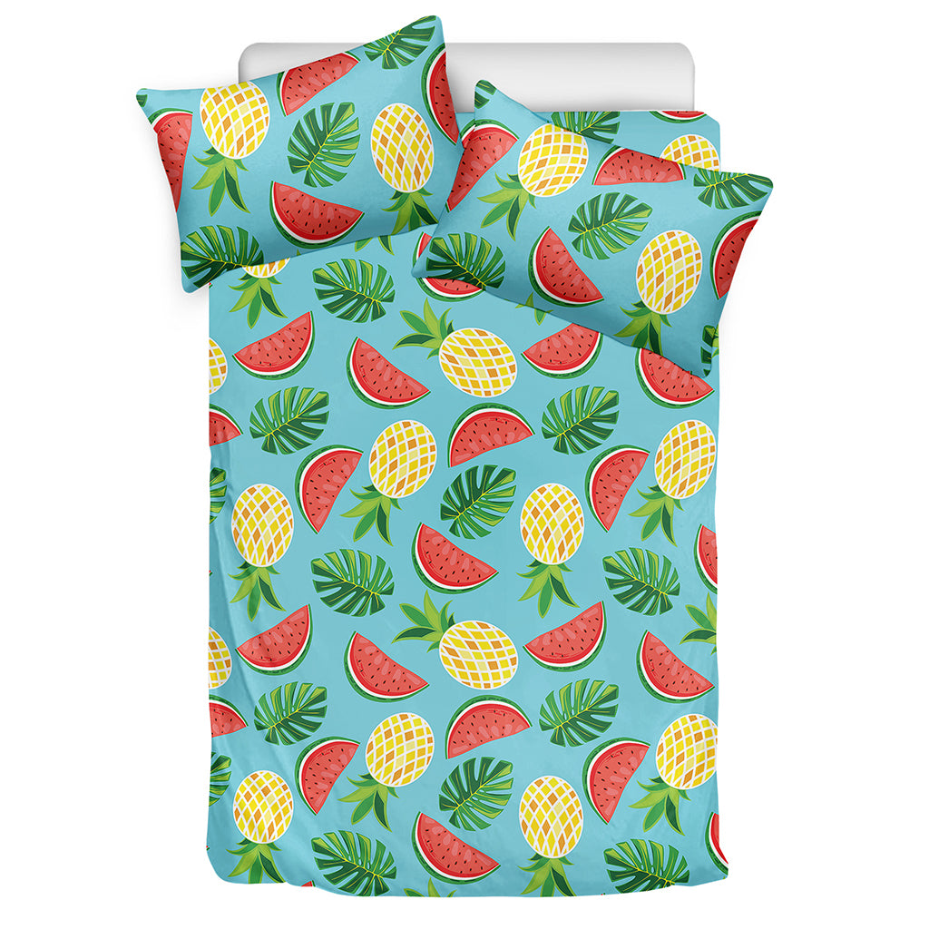 Tropical Watermelon And Pineapple Print Duvet Cover Bedding Set