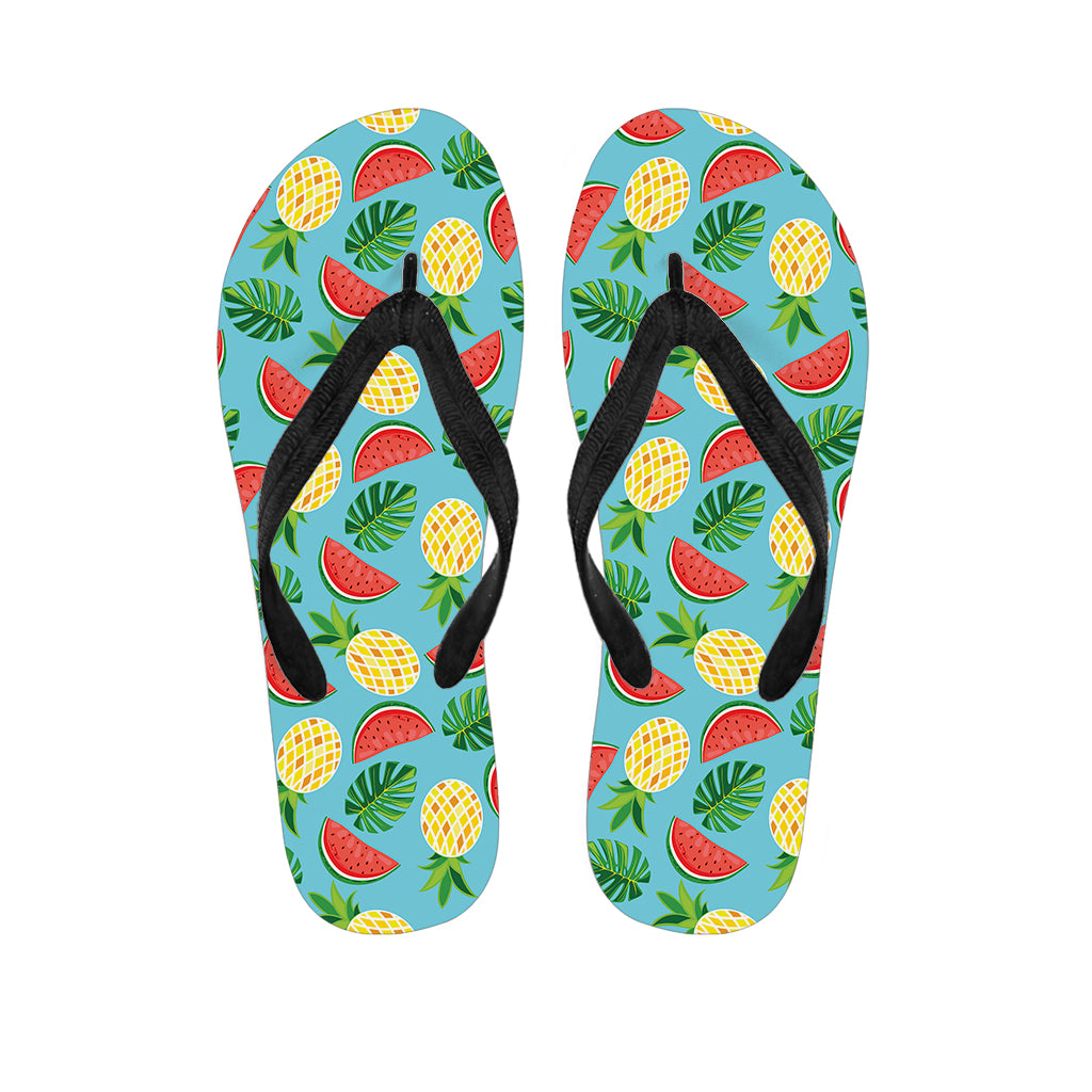 Tropical Watermelon And Pineapple Print Flip Flops