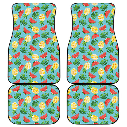 Tropical Watermelon And Pineapple Print Front and Back Car Floor Mats