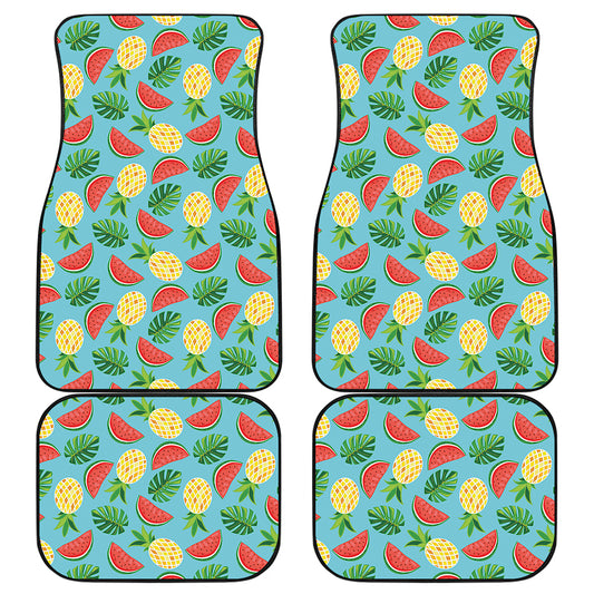 Tropical Watermelon And Pineapple Print Front and Back Car Floor Mats