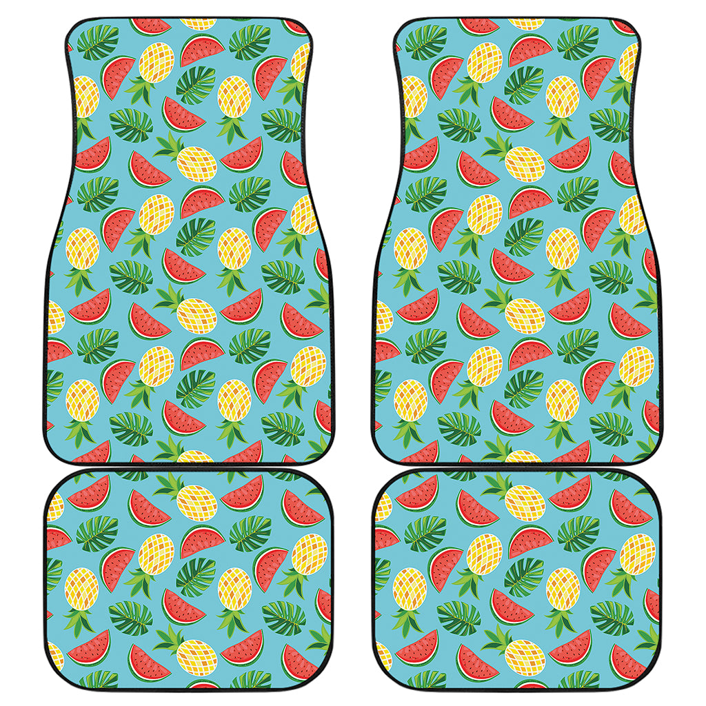 Tropical Watermelon And Pineapple Print Front and Back Car Floor Mats