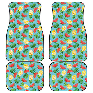 Tropical Watermelon And Pineapple Print Front and Back Car Floor Mats