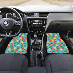 Tropical Watermelon And Pineapple Print Front and Back Car Floor Mats